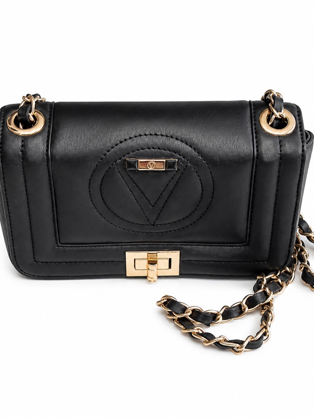 Valentino Black Leather Chain Shoulder Crossbody